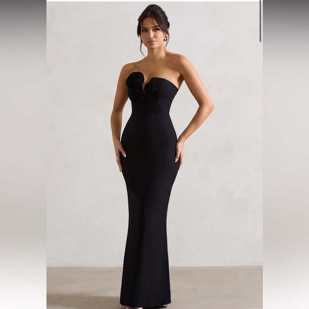 Club L London Black Strapless Maxi Dress